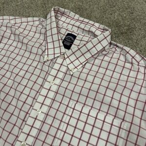 Brooks Brothers Button Down Shirt Mens 5XL White Pink Window Pane Short Sleeve